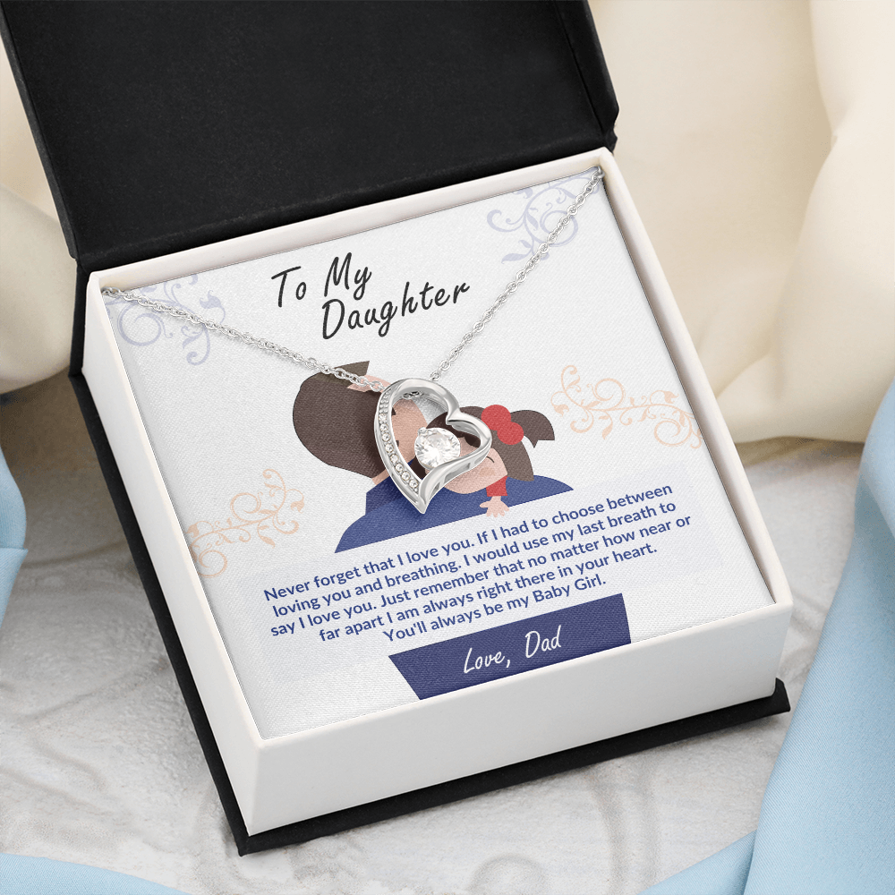 Daughter Heart Necklace Gift from Dad - "Always My Baby Girl" Sentimental Jewelry