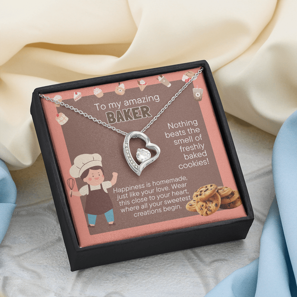 Baker Gift Necklace | Heart Pendant for Baking Lovers | Professional Baker Jewelry | Cooking Enthusiast Gift | Kitchen Lover Present