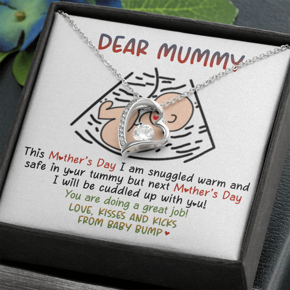 Dear Mummy - Mother's Day Necklace from Baby Bump - Gift for Mom-to-Be, Pregnancy Gift