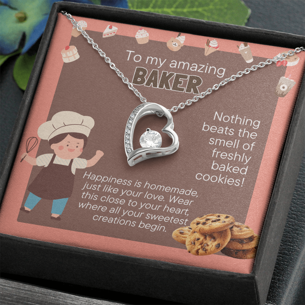 Baker Gift Necklace | Heart Pendant for Baking Lovers | Professional Baker Jewelry | Cooking Enthusiast Gift | Kitchen Lover Present