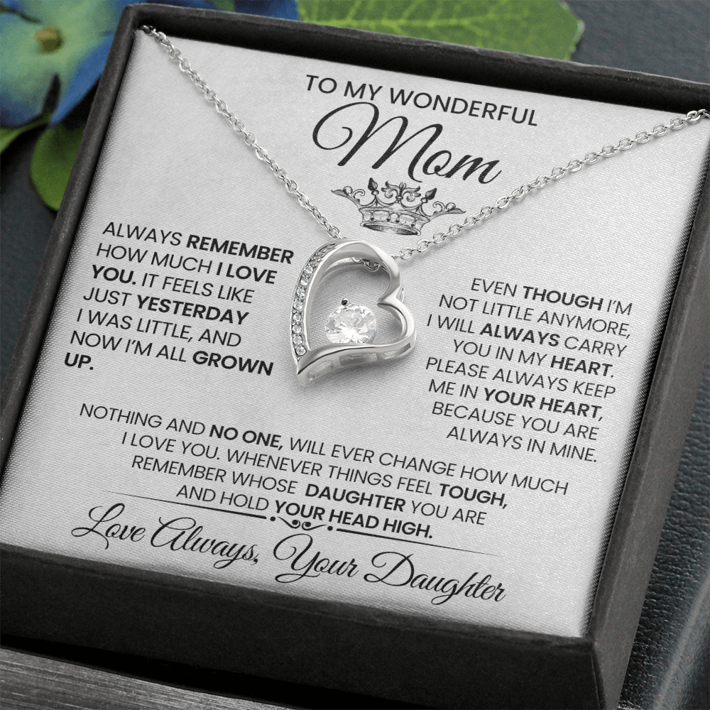 Always in My Heart" Heart Necklace for Wonderful Mom, Daughter's Love, Mother's Day Gift