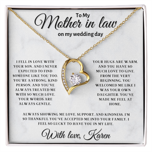 Personalized Mother In Law Necklace, Birthday Gift for Mom In Law, Custom Mother In Law Wedding Gift - Forever Love