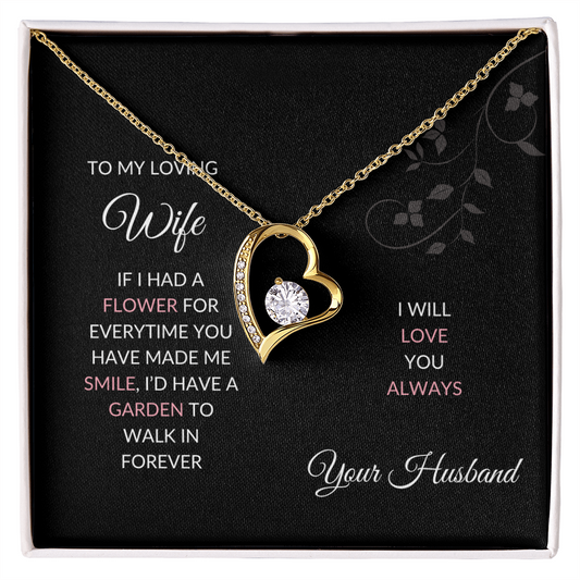 A Garden of Smiles" Heart Necklace for Loving Wife, Romantic Gift, Eternal Love Jewelry