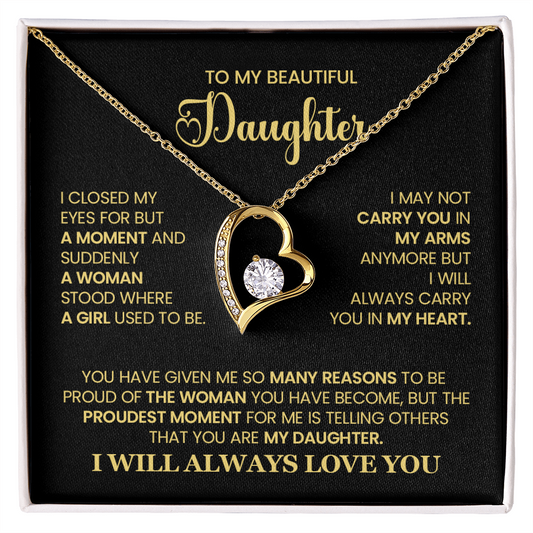 To My Beautiful Daughter - Heartfelt Necklace with Emotional Message Card, Perfect Gift for Birthdays, Graduation, or Special Moments