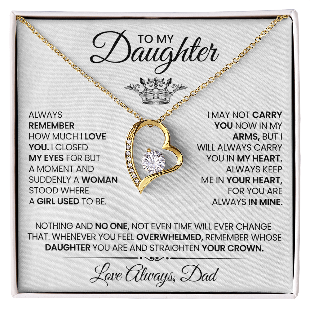 To my daughter - White with crown - Dad necklace artswapper - Heart pendant