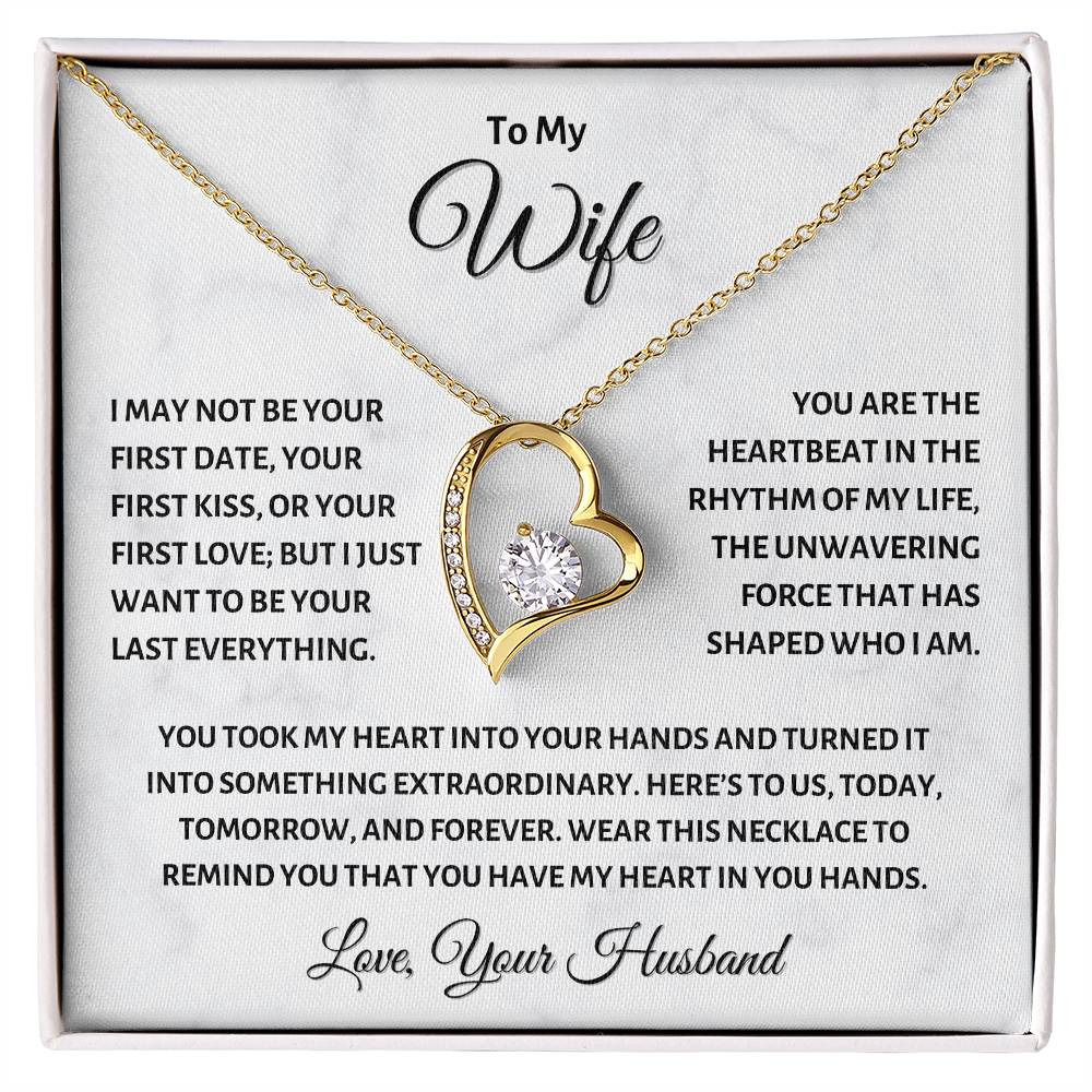 To My Wife Necklace - Elegant Heart Pendant with Sentimental Message, Perfect Anniversary or Valentine's Day Gift