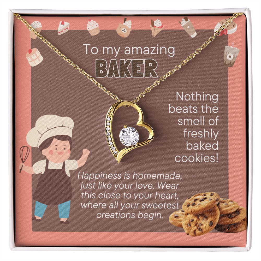 Baker Gift Necklace | Heart Pendant for Baking Lovers | Professional Baker Jewelry | Cooking Enthusiast Gift | Kitchen Lover Present