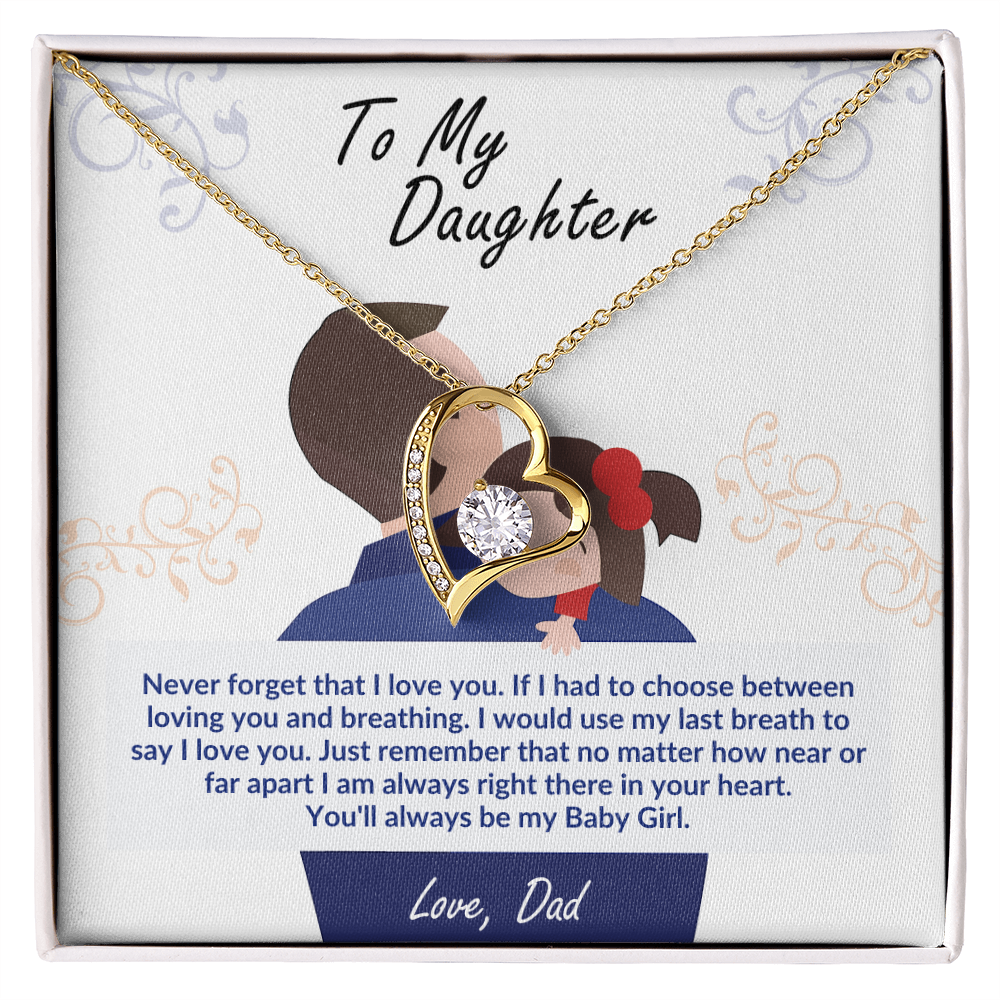 Daughter Heart Necklace Gift from Dad - "Always My Baby Girl" Sentimental Jewelry