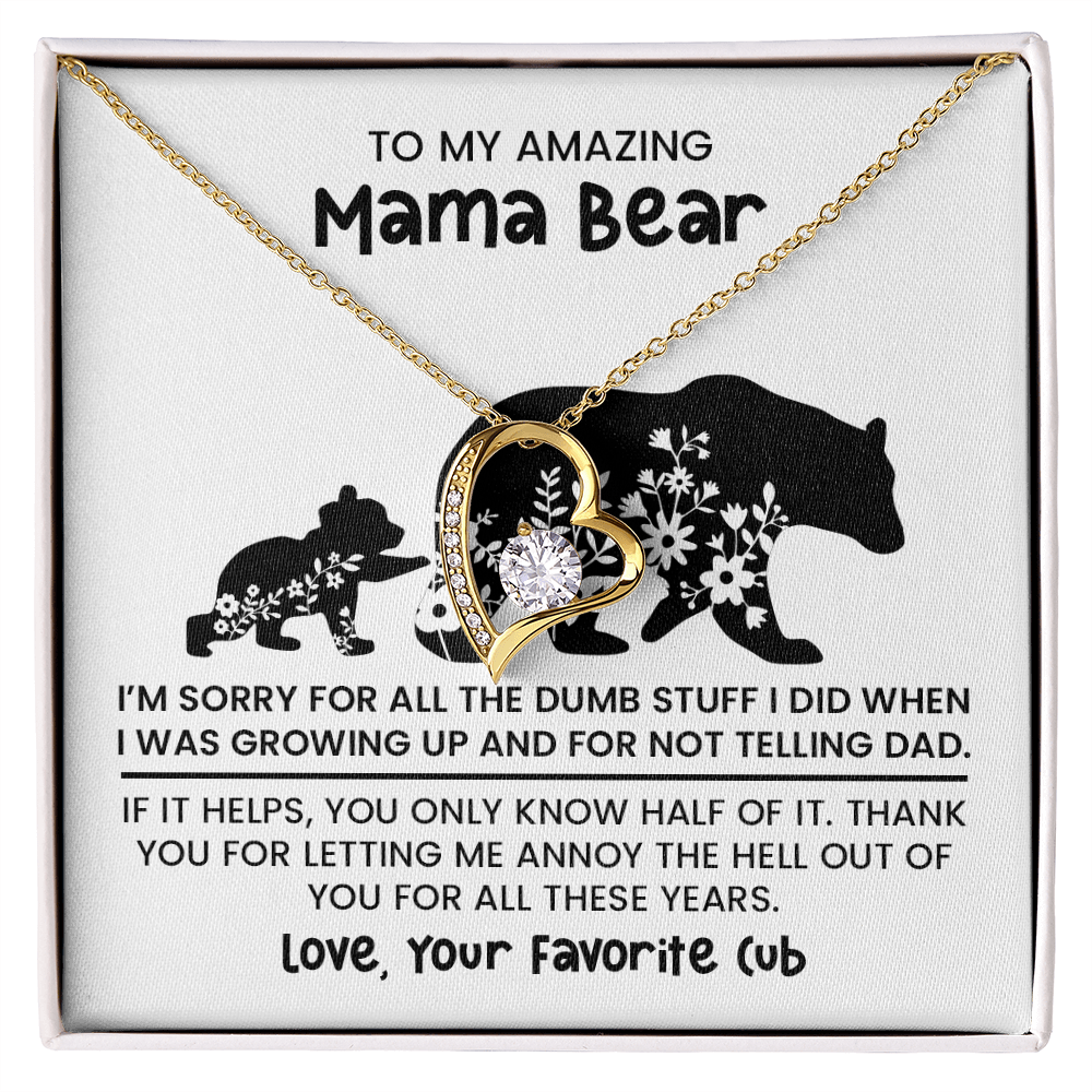 Personalized "Mama Bear" Necklace, Sentimental Mom Gift, Birthday Jewelry - Forever Love