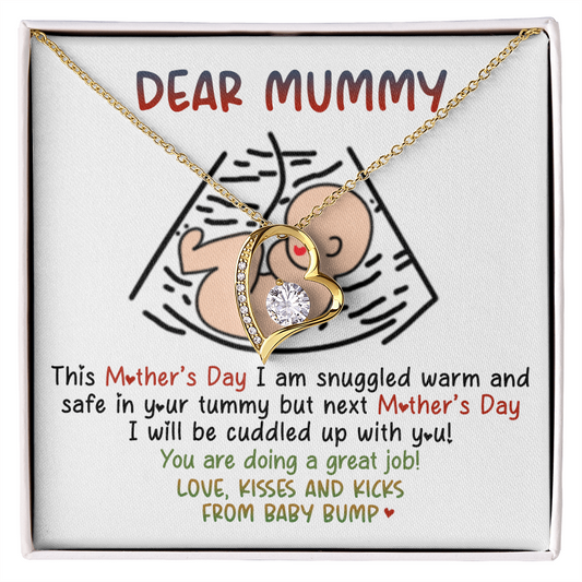 Dear Mummy - Mother's Day Necklace from Baby Bump - Gift for Mom-to-Be, Pregnancy Gift