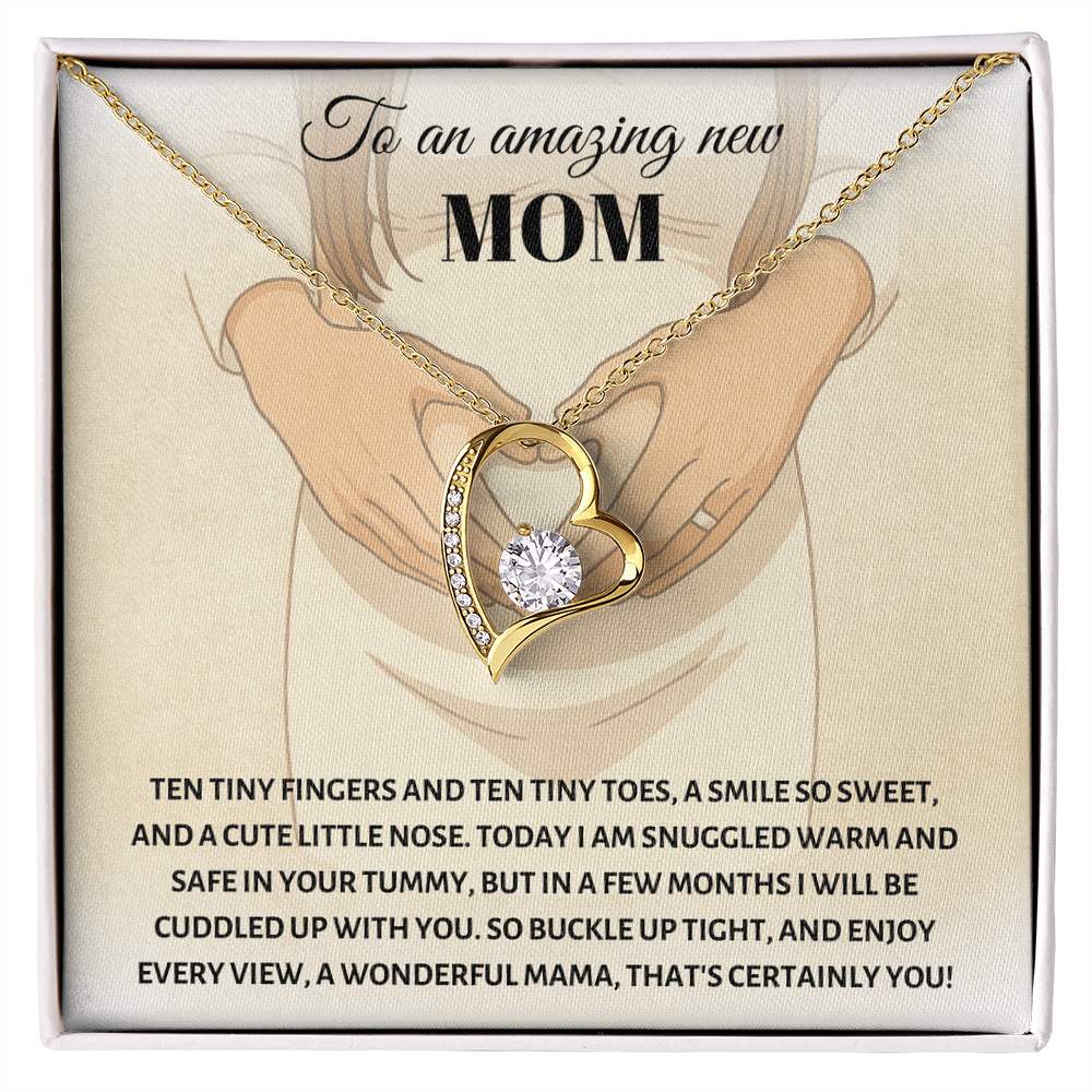 Amazing New Mom Necklace - Baby Footprint Heart Pendant, Expecting Mother Gift