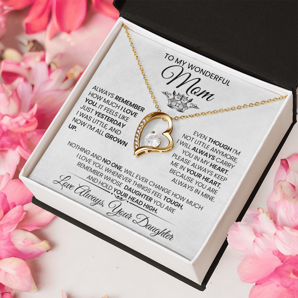 Always in My Heart" Heart Necklace for Wonderful Mom, Daughter's Love, Mother's Day Gift