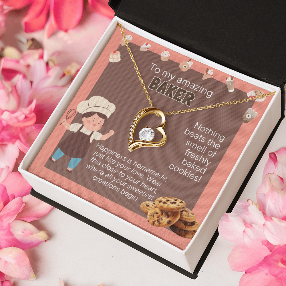 Baker Gift Necklace | Heart Pendant for Baking Lovers | Professional Baker Jewelry | Cooking Enthusiast Gift | Kitchen Lover Present
