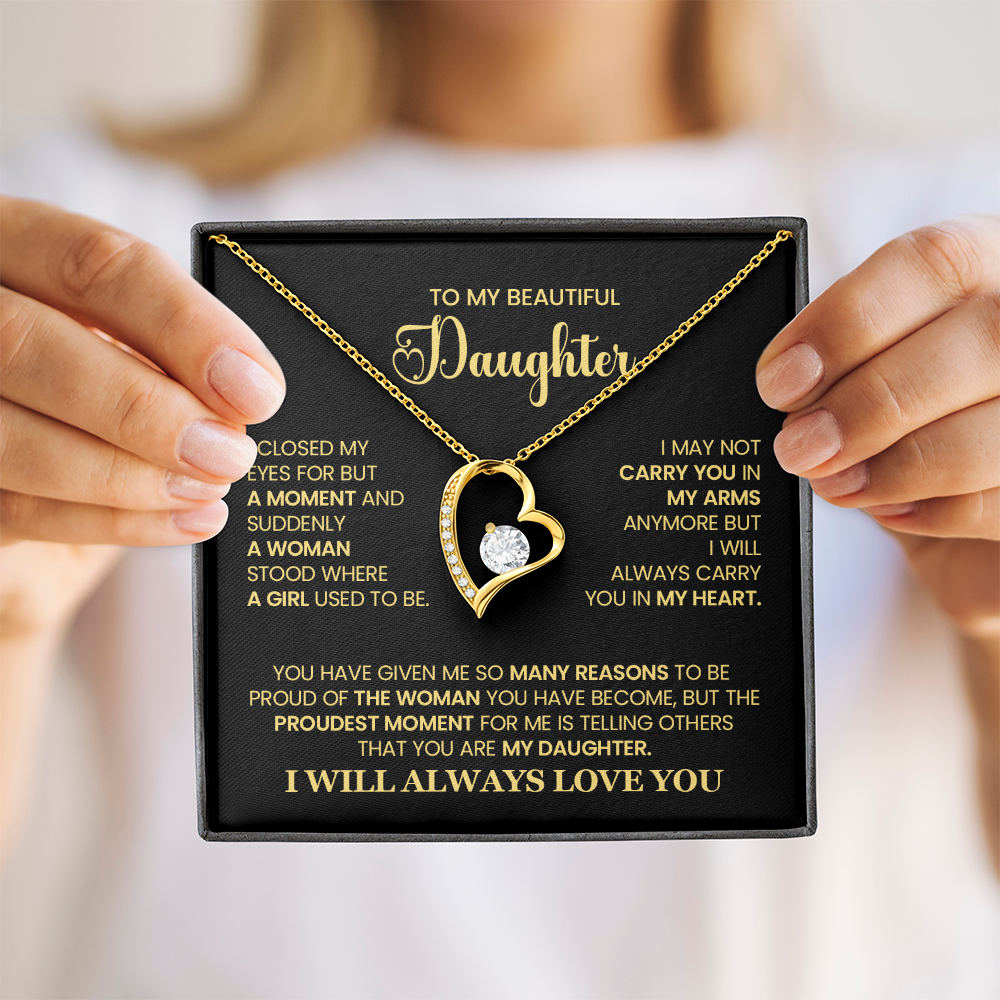 To My Beautiful Daughter - Heartfelt Necklace with Emotional Message Card, Perfect Gift for Birthdays, Graduation, or Special Moments
