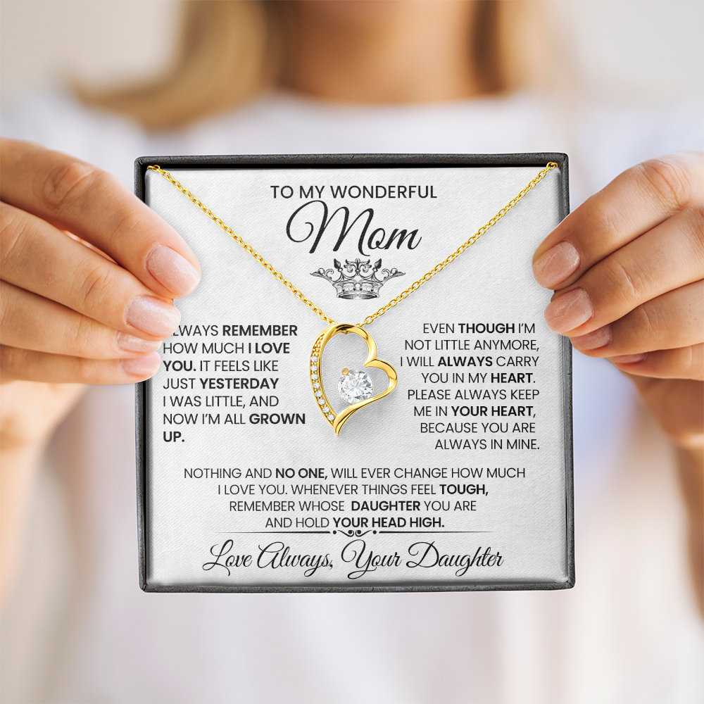 Always in My Heart" Heart Necklace for Wonderful Mom, Daughter's Love, Mother's Day Gift