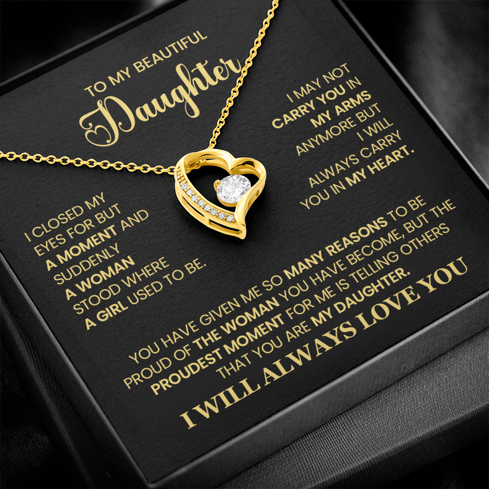 To My Beautiful Daughter - Heartfelt Necklace with Emotional Message Card, Perfect Gift for Birthdays, Graduation, or Special Moments