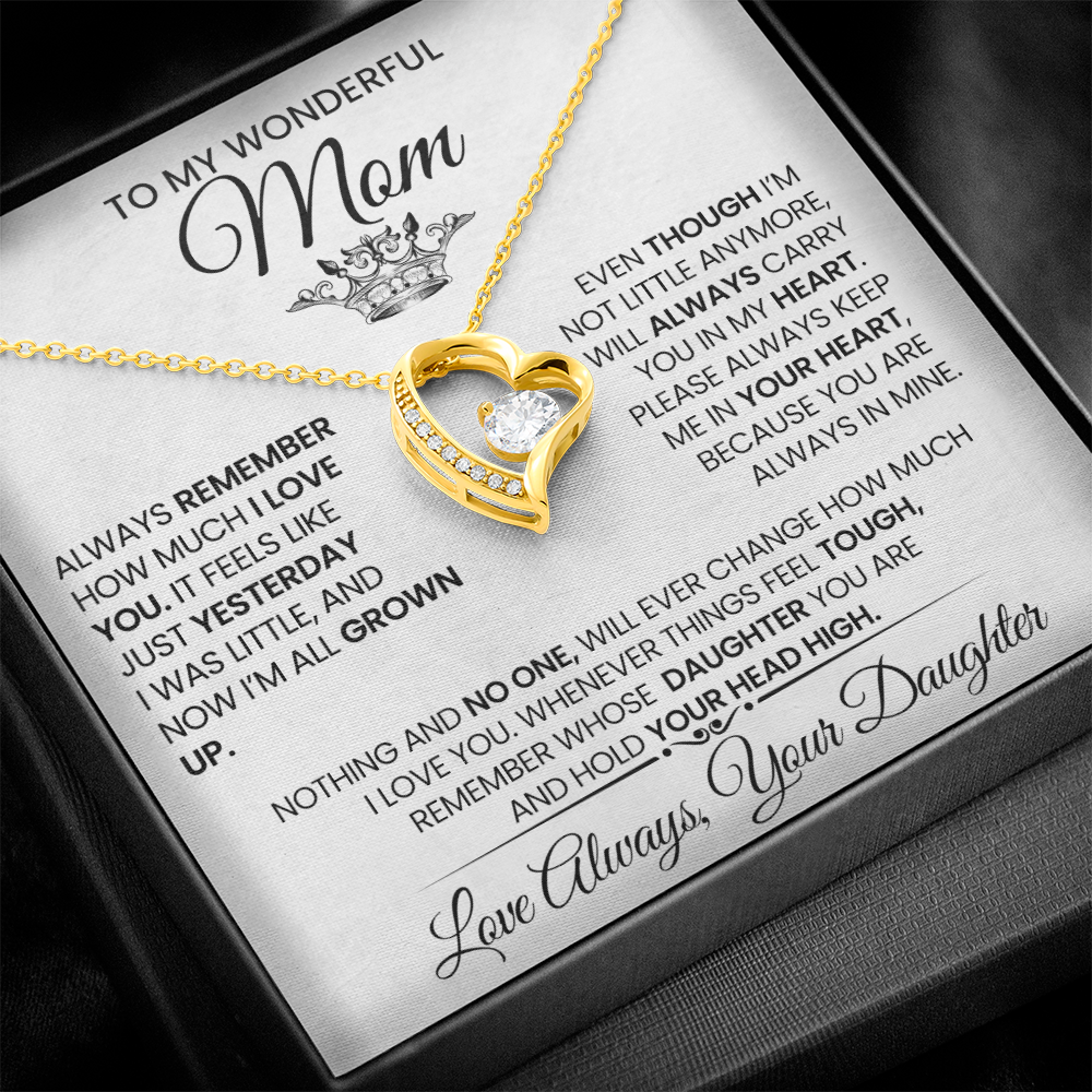 Always in My Heart" Heart Necklace for Wonderful Mom, Daughter's Love, Mother's Day Gift