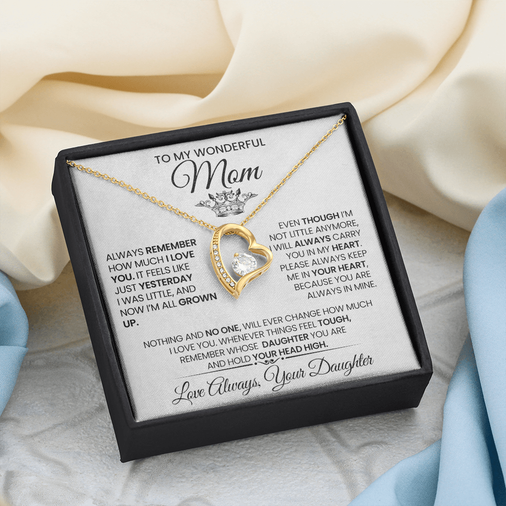 Always in My Heart" Heart Necklace for Wonderful Mom, Daughter's Love, Mother's Day Gift
