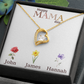 Personalized Mother's Day Necklace, Heart Pendant with Names, Mama Day Gift, Custom Flower Jewelry, Gift for Mom, Grandma, Wife