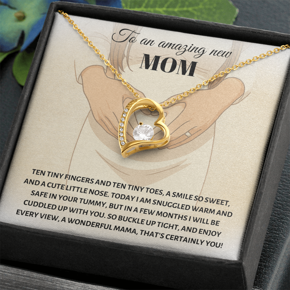 Amazing New Mom Necklace - Baby Footprint Heart Pendant, Expecting Mother Gift