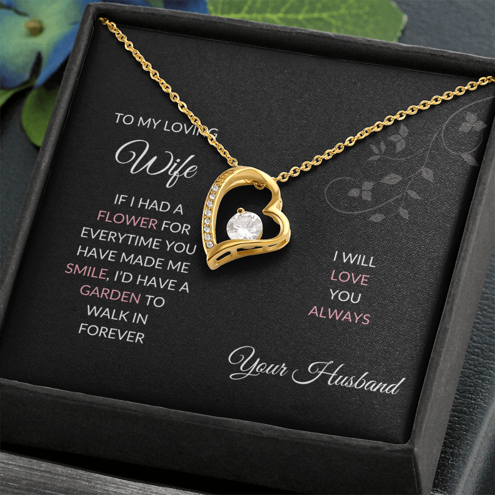 A Garden of Smiles" Heart Necklace for Loving Wife, Romantic Gift, Eternal Love Jewelry