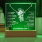 Inspirational Acrylic Plaque with Cross Necklace - 1 Corinthians 13:4-7