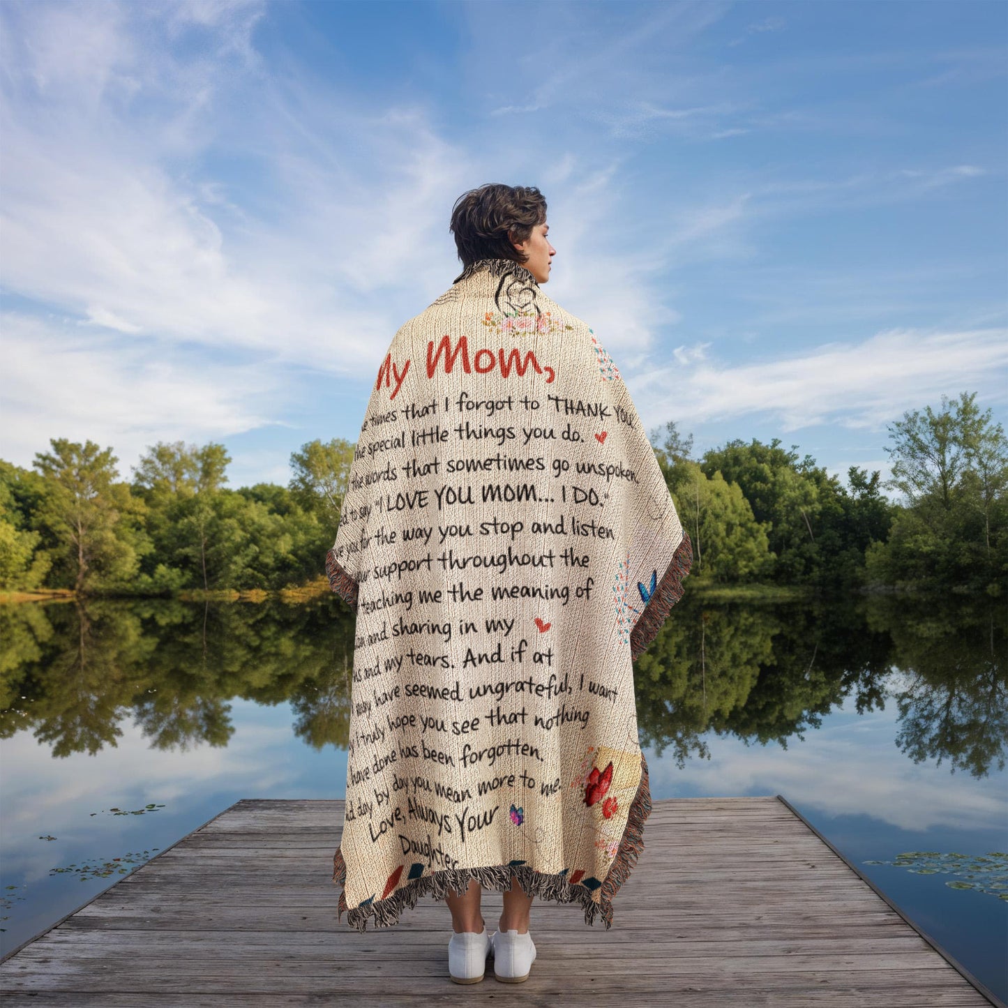 "To My Mom, Always Your Daughter" Heirloom Woven Blanket with Heartfelt Message