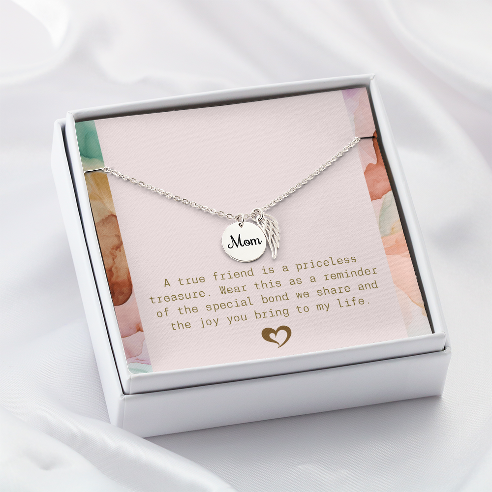 A True Friend Necklace – Elegant Silver Pendant - Mom memorial