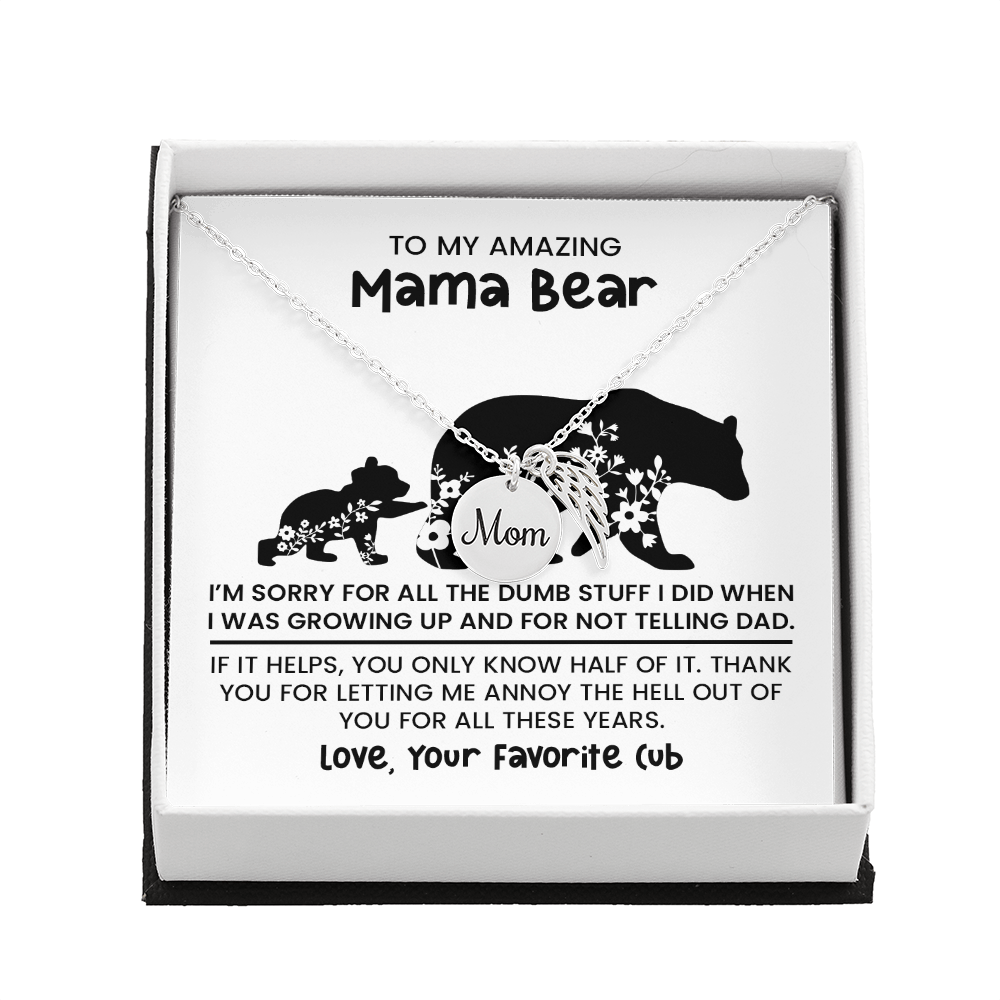 Personalized "Mama Bear" Necklace, Sentimental Mom Gift, Birthday Jewelry - Mom Memorial
