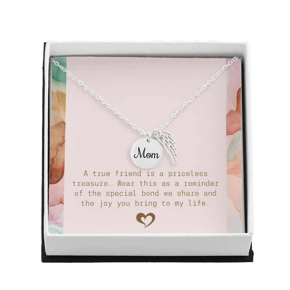 A True Friend Necklace – Elegant Silver Pendant - Mom memorial