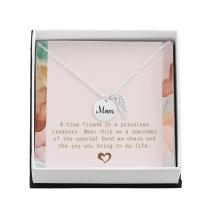 A True Friend Necklace – Elegant Silver Pendant - Mom memorial