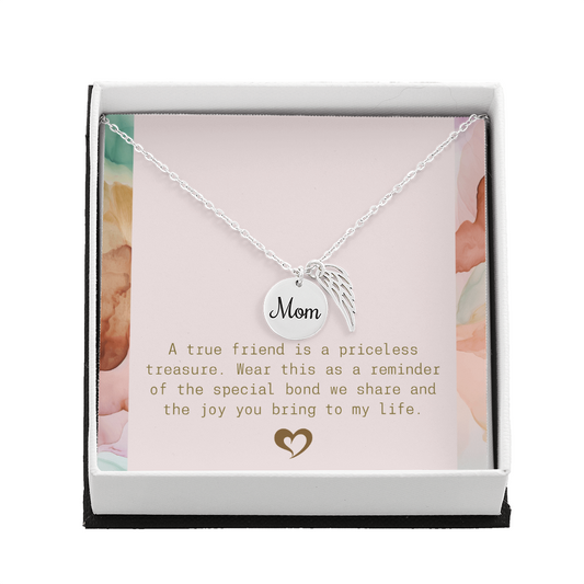 A True Friend Necklace – Elegant Silver Pendant - Mom memorial