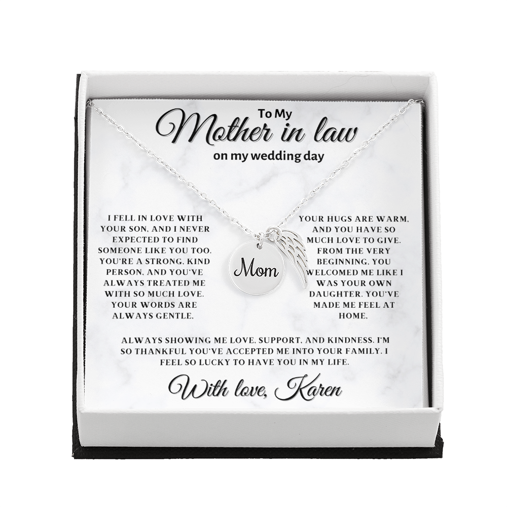 Personalized Mother In Law Necklace, Birthday Gift for Mom In Law, Custom Mother In Law Wedding Gift - Mom memorial