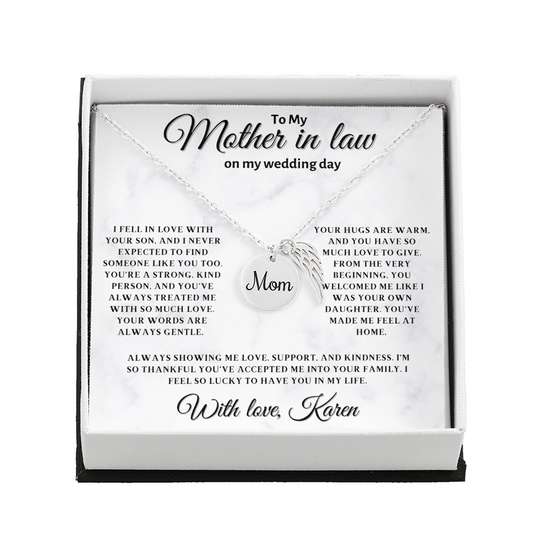 Personalized Mother In Law Necklace, Birthday Gift for Mom In Law, Custom Mother In Law Wedding Gift - Mom memorial
