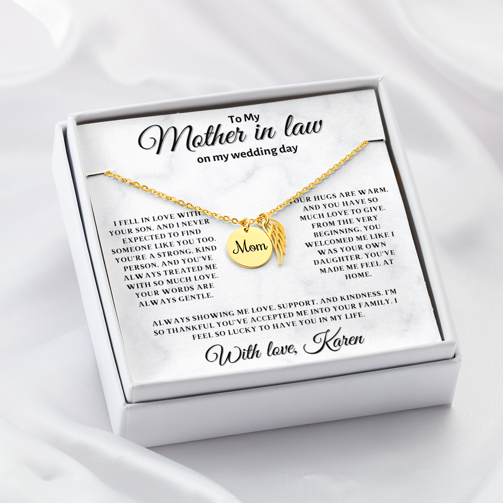 Personalized Mother In Law Necklace, Birthday Gift for Mom In Law, Custom Mother In Law Wedding Gift - Mom memorial