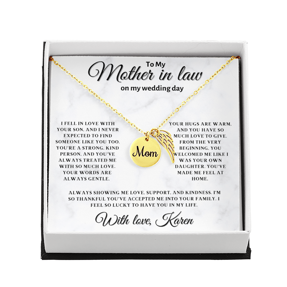 Personalized Mother In Law Necklace, Birthday Gift for Mom In Law, Custom Mother In Law Wedding Gift - Mom memorial