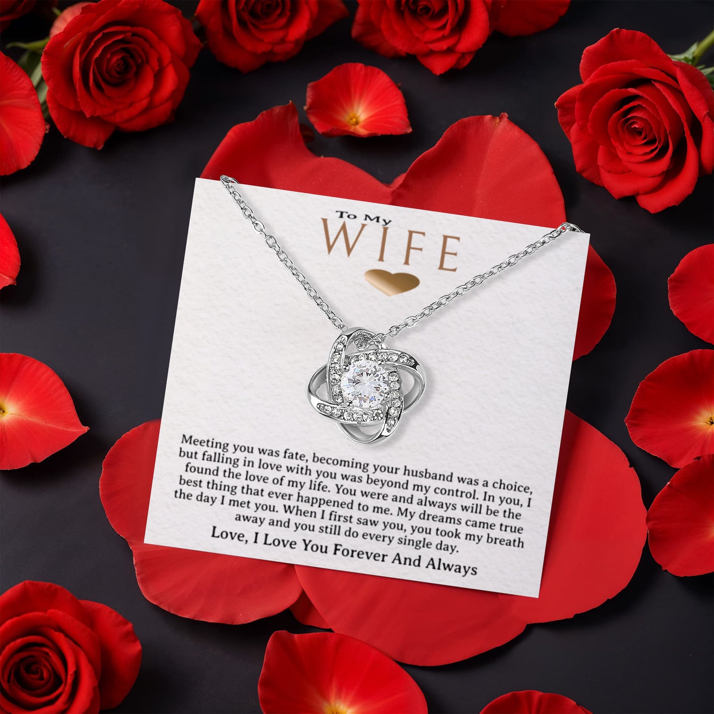 Rotating rose gift box with necklace "to my wife" gift,