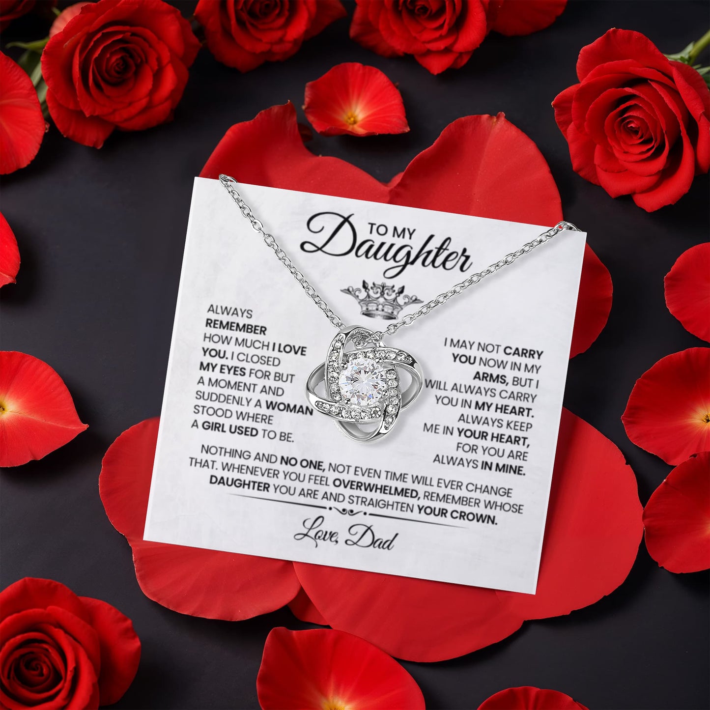 A Father's Love in Bloom: Rotating Flower Box with "To My Daughter" Necklace