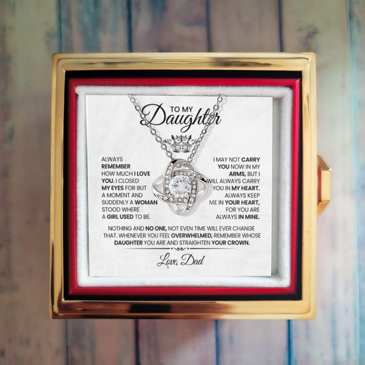 A Father's Love in Bloom: Rotating Flower Box with "To My Daughter" Necklace