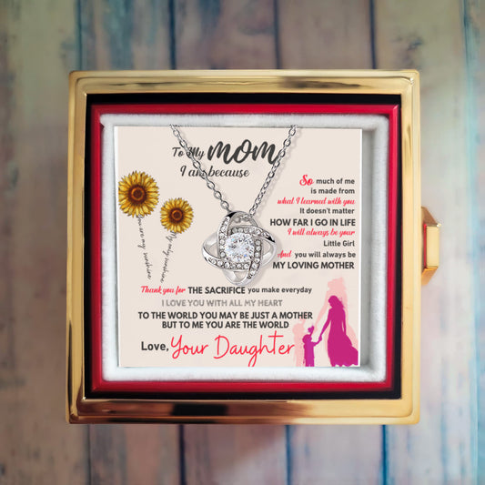 A Daughter's Blooming Love: Rotating Flower Box with "To My Mom" Necklace