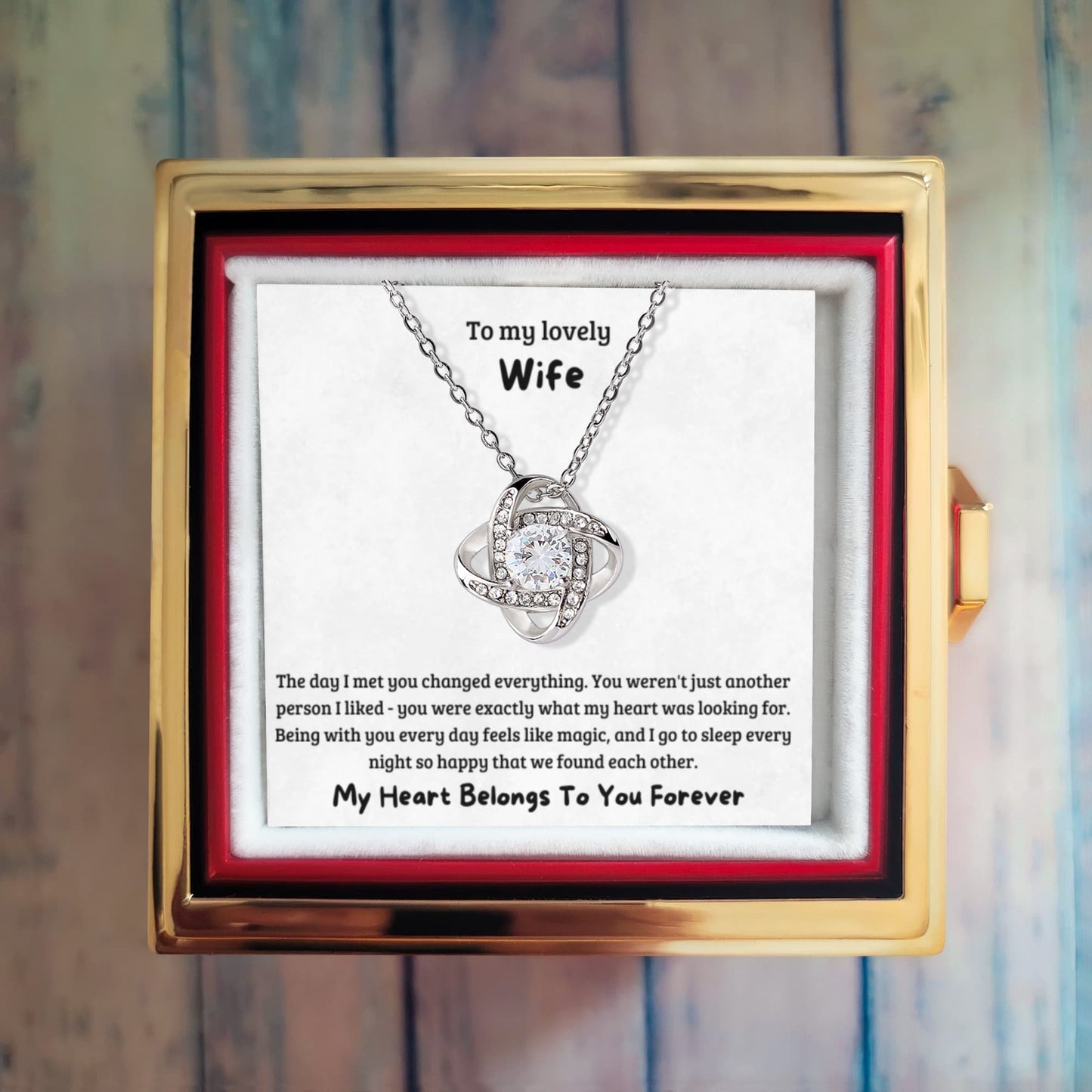 Wife Gift Box Rotating Jewelry Box | Love Knot Necklace | Anniversary Gift | Romantic Gift for Her | Luxury Jewelry