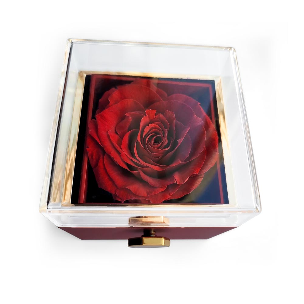 A Blooming Expression of Love: Rotating Rose Box with "To My Wife" Necklace
