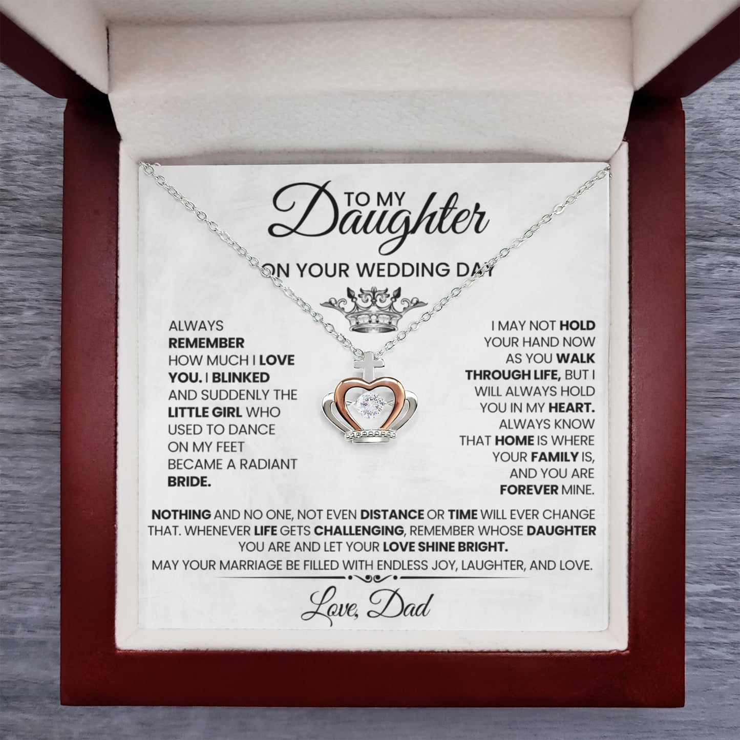 Daughter Wedding Gift Crown Necklace | Father Daughter Gift | Wedding Day Jewelry | Bridal Gift from Dad