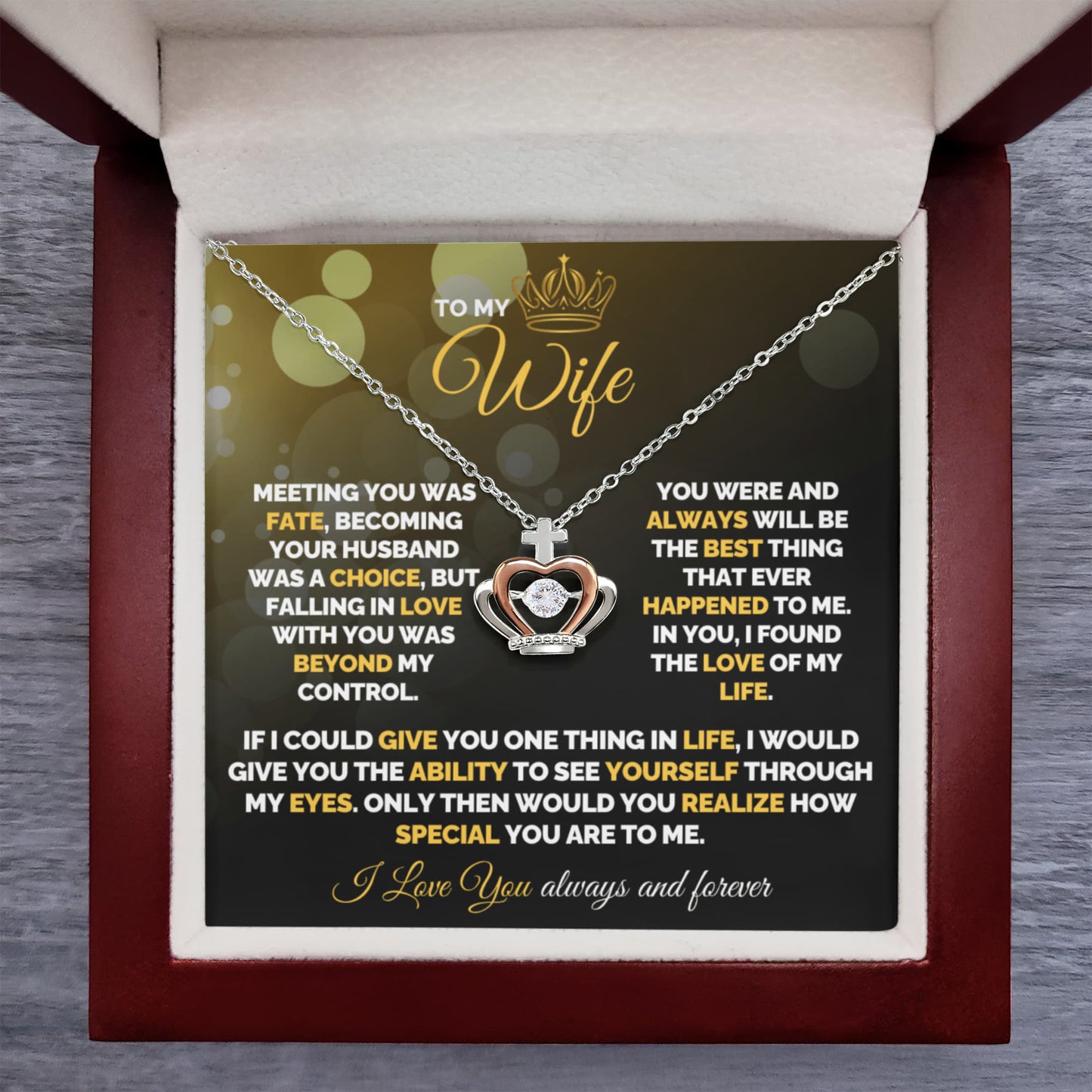Husband to Wife Gift - "To My Wife" Crown Necklace - Anniversary Present - Queen Crown Jewelry - Love of My Life Gift Set