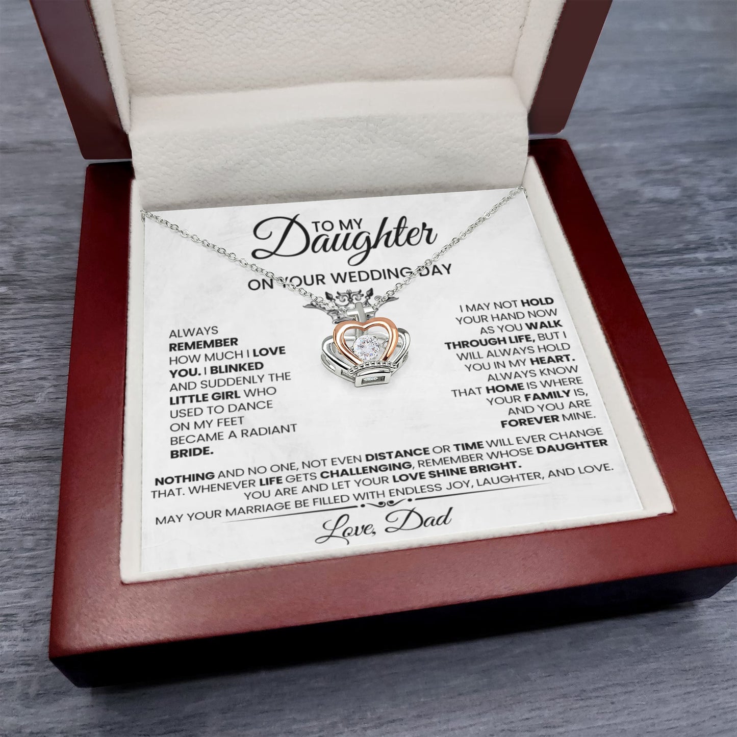 Daughter Wedding Gift Crown Necklace | Father Daughter Gift | Wedding Day Jewelry | Bridal Gift from Dad