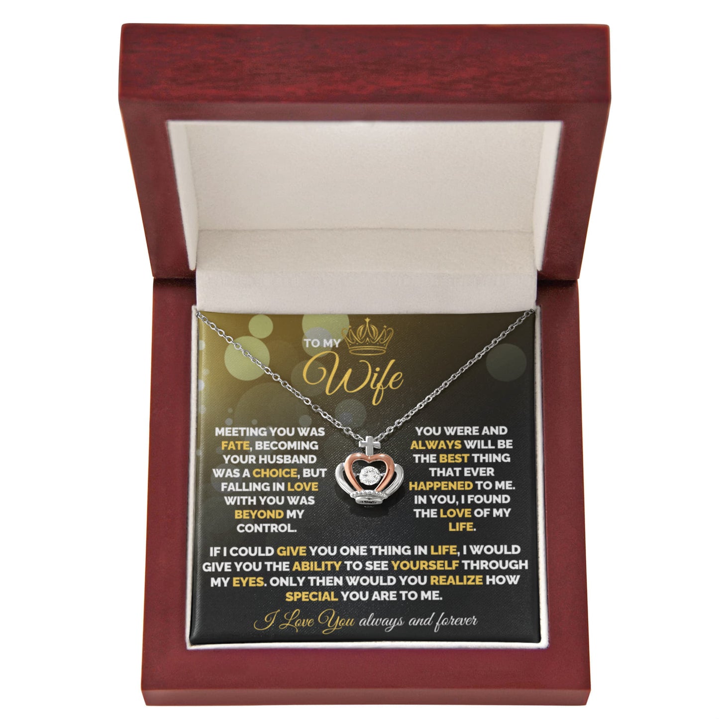 Husband to Wife Gift - "To My Wife" Crown Necklace - Anniversary Present - Queen Crown Jewelry - Love of My Life Gift Set