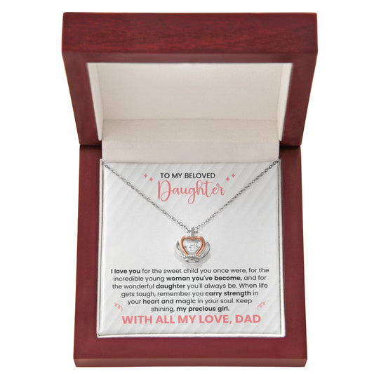 Father to Daughter Gift Necklace - Heart Pendant with Love Message - Dad to Daughter Birthday Christmas Gift - Keepsake Jewelry Box