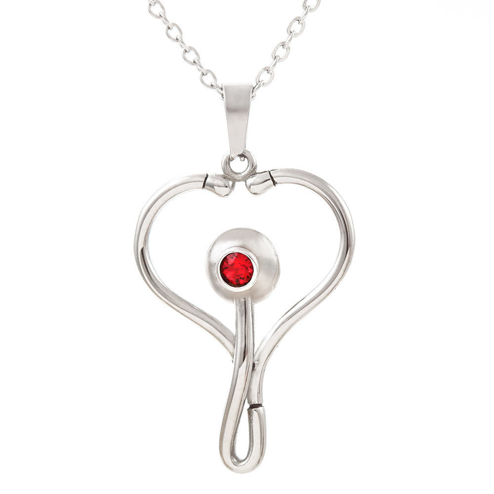 To My Nurse Daughter - Stethoscope Pendant Necklace with Heartfelt Message, Proud Gift for a Nurse, caregiver gift, Healer daughter.