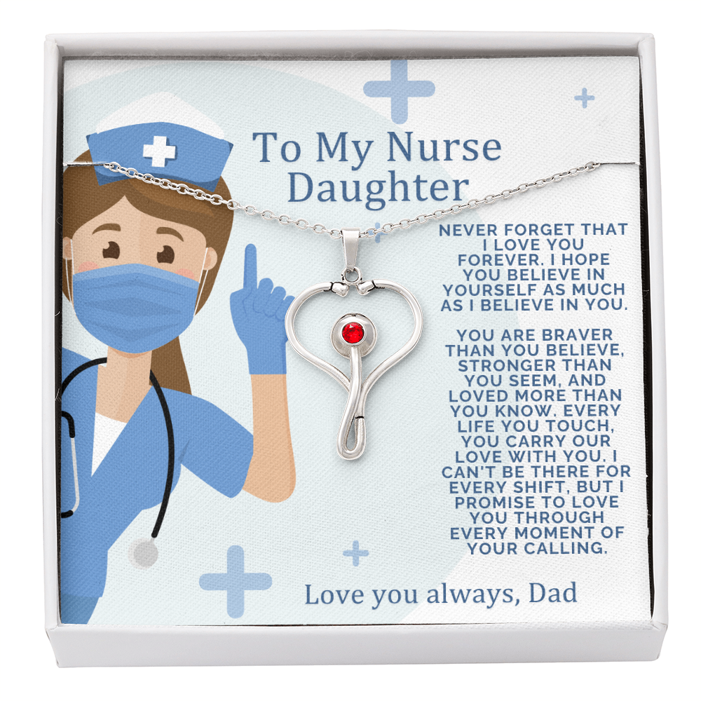 Nurse Daughter Gift from Dad - "To My Nurse Daughter" Message Card - Nursing Graduation Gift - Father's Pride Card - Healthcare Worker Gift