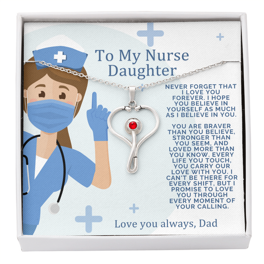 Nurse Daughter Gift from Dad - "To My Nurse Daughter" Message Card - Nursing Graduation Gift - Father's Pride Card - Healthcare Worker Gift